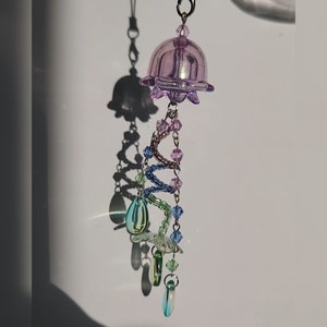 Jellyfish Phone Charm Beaded Jellyfish Phone Strap Handmade Cute Keychain rainbow Bead Accessory Gift Phone Charm Kawaii Jellyfish