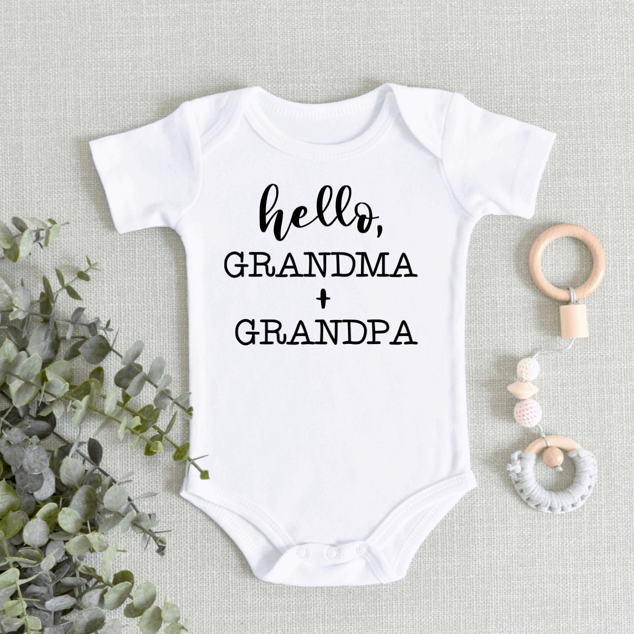 Hello Grandma and Grandpa Baby Onesie Etsy