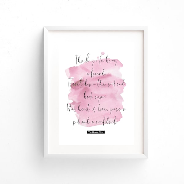 The Golden Girls TV Show Theme Song Print with a Watercolor Background