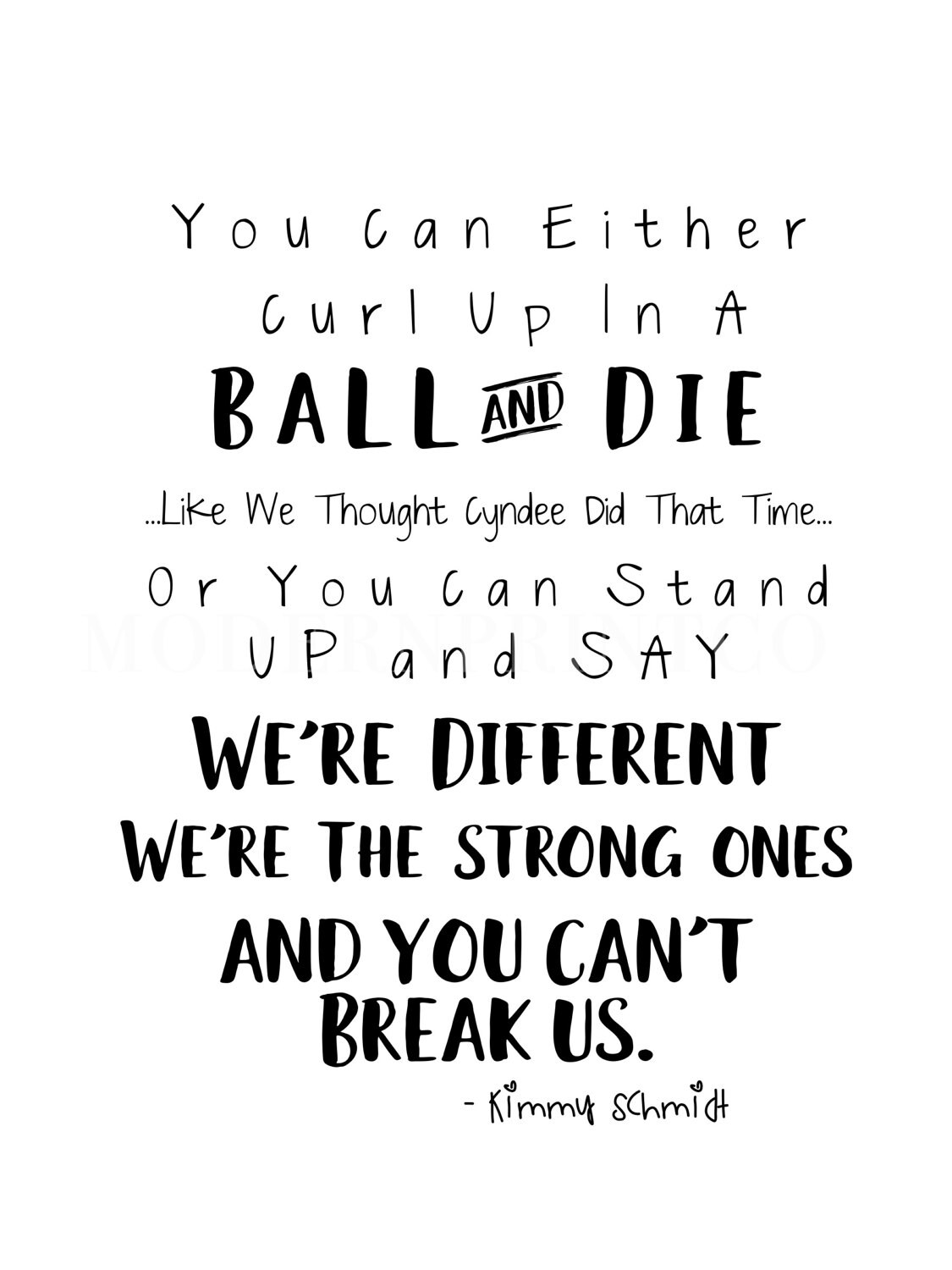 Unbreakable KIMMY SCHMIDT Quote Printable You Can't Break - Etsy Hong Kong