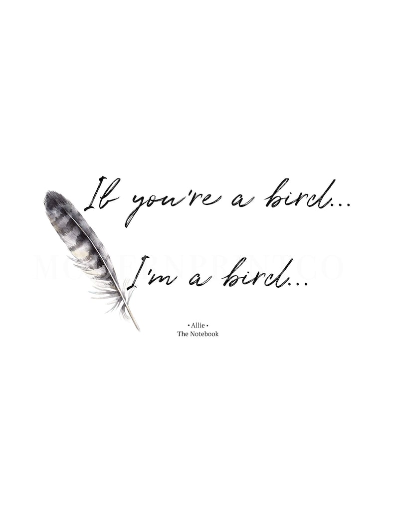 Movie the Notebook Quote If You're a Bird I'm Etsy