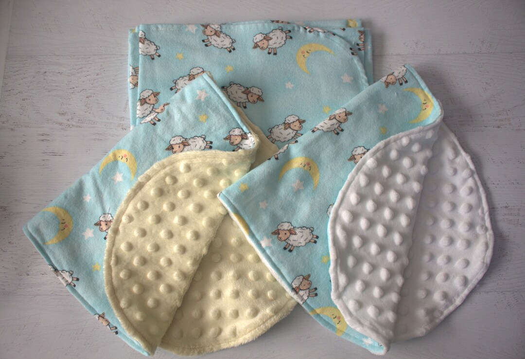Receiving Blanket/swaddling Blanket/toddler Blanket/burp Cloth Setaqua With Lambs/sheep White