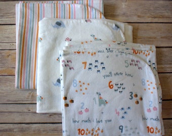 Flannel Receiving Blanket, Elephant Giraffe Print, Baby Swaddle Blanket