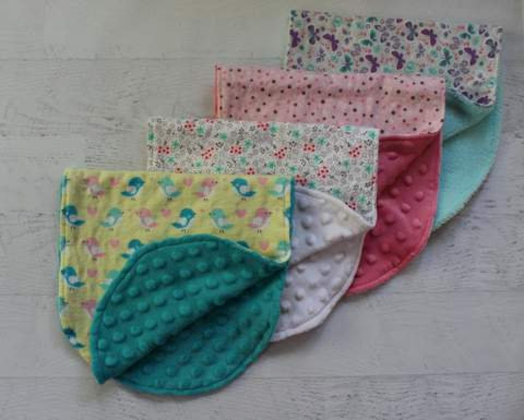 4 Large Burp Cloth Bundle cotton Flannelminky Backing Etsy