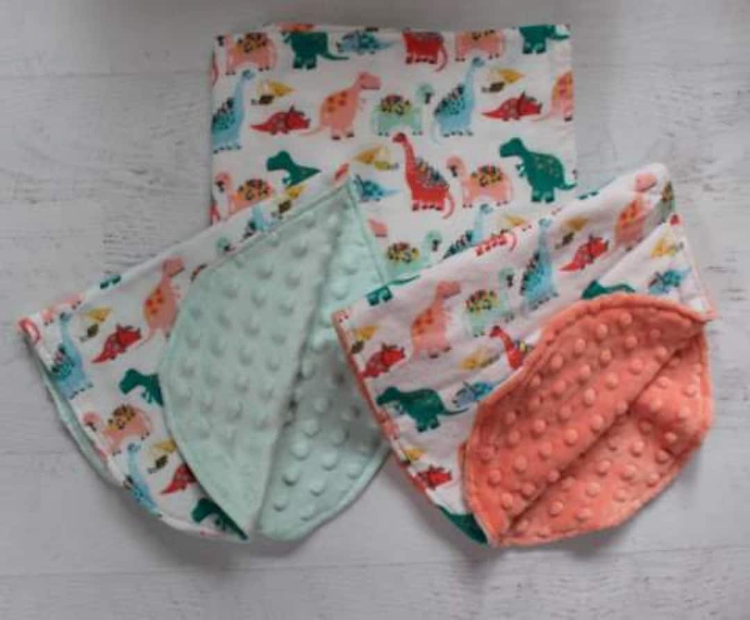 Receiving Blanket/swaddling/burp Cloth Cotton Flanneldinosaurs With White Background and Corals