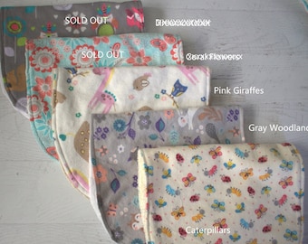 CREATE A BUNDLE-19 Patterns to Select From-2 Sided Burp Cloths Girl/Neutral Gender-U pick The Size Bundle