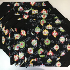 Christmas Ornaments Placemats and Napkins/ Set of 4
