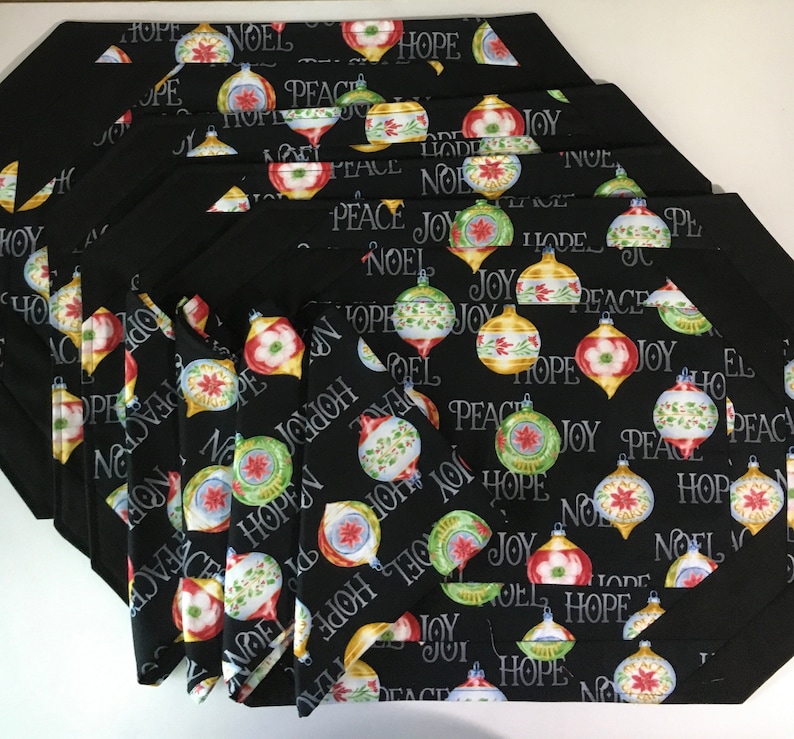 Christmas Ornaments Placemats and Napkins/ Set of 4 Etsy