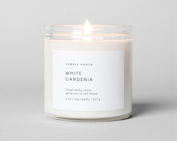 White Gardenia Soy Candle | Luxurious Floral Scented Candle | Natural Soy Wax with Essential and Aromatic Oils