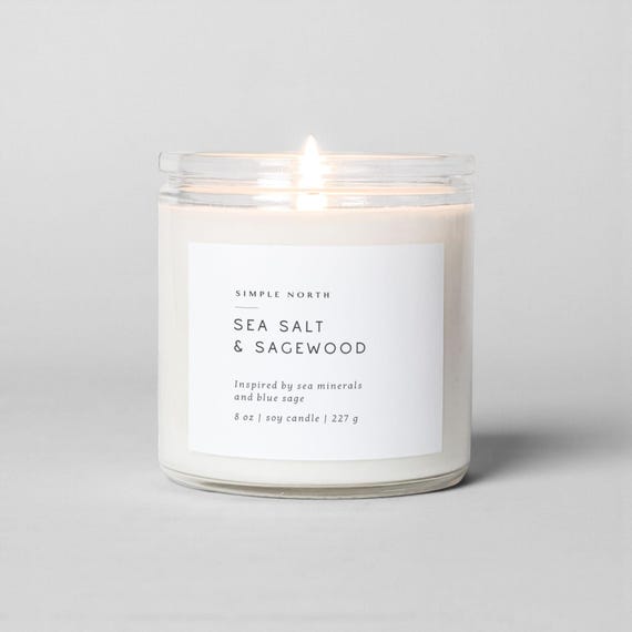 Sea Salt & Sagewood Soy Candle | Sea Minerals Wood Sage Scented Candle | Natural Soy Wax with Essential and Aromatic Oils
