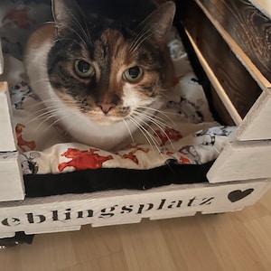 Animal bed made of wooden box, favorite place, side table, coffee table with storage space, litter box, dog bed, hiding place for cat litter, cat bed, cat cave