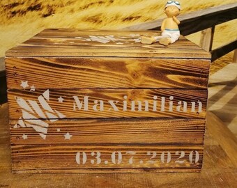 Erinnerungskisten,Erinnerungsbox Baby,Geschenk personalisierbar,Holztruhe mit Namen,Geschenkekiste,Spielekiste,Geschenk Geburt,Taufgeschenk