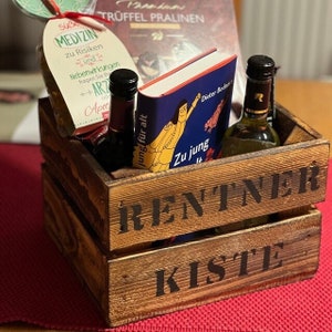 Gift farewell colleague pension pensioner wooden box empty retirement farewell with name pension personalized retirement bottle box pension