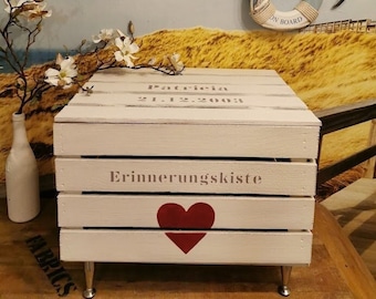 Geschenkekiste zum 18. Geburtstag mit Namen personalisiert Datum,Geschenk Volljährig Abitur Abi,Erinnerungskiste personalisierbar mit Namen