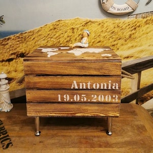 Geschenk zum 18 Geburtstag,Erinnerungskiste Weltkarte,Holztruhe mit Namen personalisiert,Erinnerungsbox,Fotokiste Urlaubserinnerungen Reisen