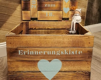 Geschenk zum 18. Geburtstag,Erinnerungskiste mit Namen,Erinnerungsbox personalisierbar,Holztruhe,Geschenkekiste,Geschenk Geburt,Taufgeschenk