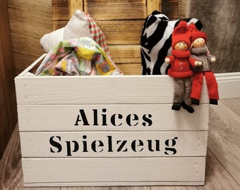 Spielzeugkiste auf Rollen mit Namen, Erinnerungskiste Baby Kind,Box,Geschenkekiste,Holzkiste,Aufbewahrungskiste,Geschenk zur Taufe Geburt