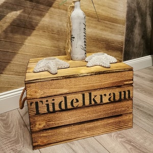 Tüdelkram, Tüdelkram, storage box, maritime wooden box, jute handle, odds and ends, book box, storage basket, magazine box, wooden decoration image 1