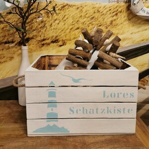 Treasure chest personalized with name,lighthouse,wooden box maritime,gift box birthday storage box holiday memories photo box