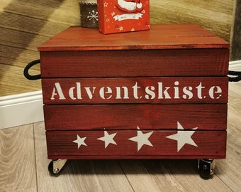 Advent box flamed with lid,Christmas chest,Christmas gift box,Advent decoration,Christmas box,Storage,Gift box,Wooden box