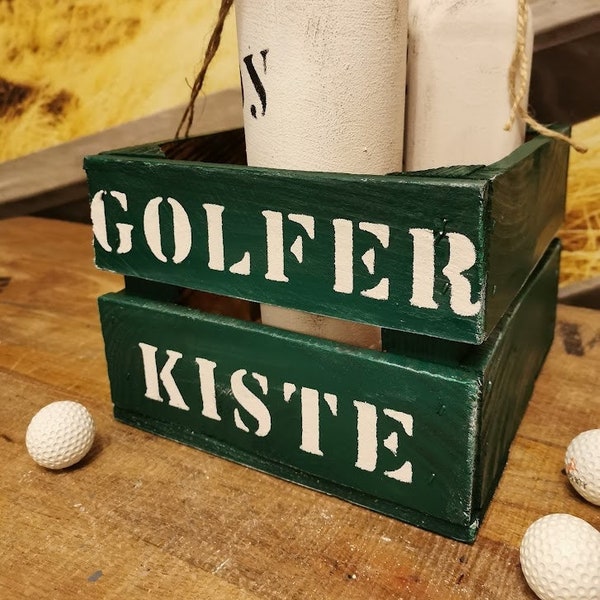 Golfer Kiste Geschenk für Golfspieler,personalisierbar mit Namen,Aufbewahrungskiste Golfball Golfurlaub,Golfschläger,Geschenkekiste Golferin