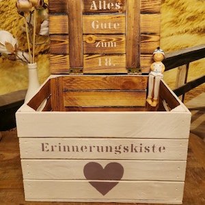 Erinnerungskiste Geschenk zum 18. Geburtstag,personalisierbar,Herz,Erinnerungsbox zur Taufe,zur Geburt Holztruhe,Geburtsgeschenk,Zeitkapsel