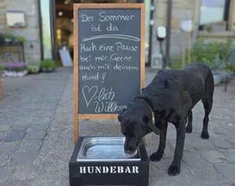Dog bar, drinking station, dog bowl, dog bowl, dog bowl, shop, retail, catering, 13 cm stainless steel bowl, drinking bowl, feeding bowl, drinking tray, dog counter