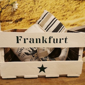 Fahrradkiste Deine Stadt personalisierbar Frankfurt,Vintage Style,Fahrradkorb,Holzkiste,Aufbewahrungskiste,Einkaufskorb,Transportbox Rad