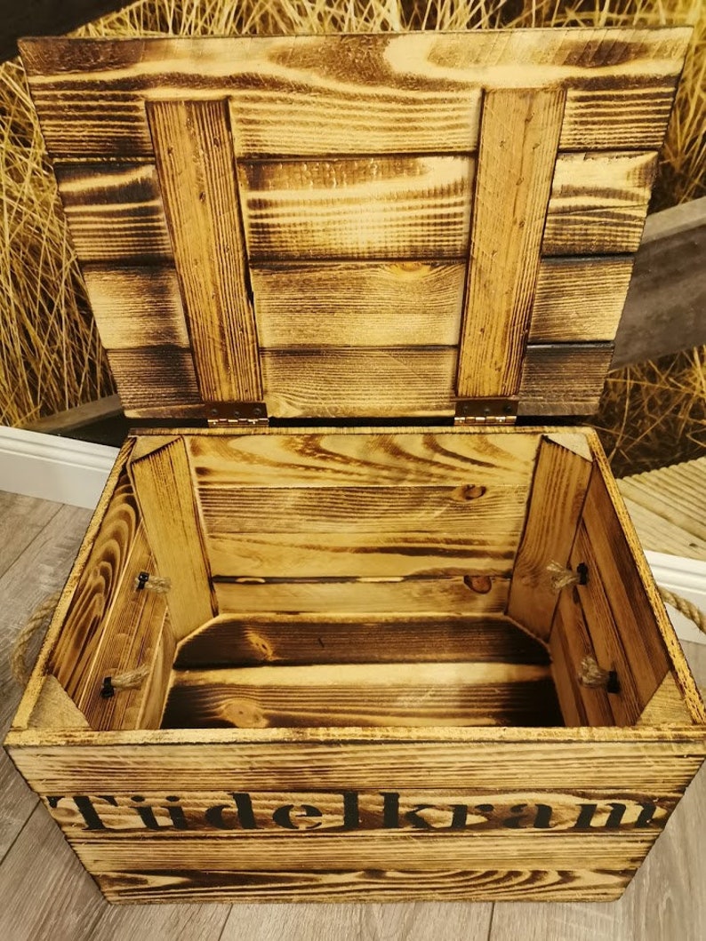 Tüdelkram, Tüdelkram, storage box, maritime wooden box, jute handle, odds and ends, book box, storage basket, magazine box, wooden decoration image 6