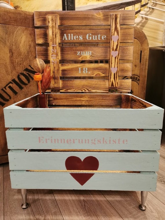 Holz Schiebedeckel Kiste für kleine Geschenke Alles Gute zum 18