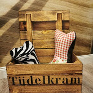 Tüdelkram, Tüdelkram, storage box, maritime wooden box, jute handle, odds and ends, book box, storage basket, magazine box, wooden decoration image 3