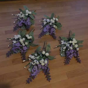 5 x Lavender and gypsophila rustic boho buttonhole image 1