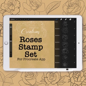 Procreate Roses Stamp Set, Procreate Stamps, Procreate Brushes, Great for Digital Art