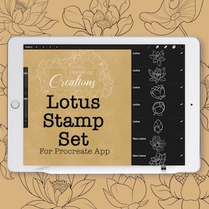 Procreate Lotus Stamp Set, Procreate Stamps, Procreate Brushes, Great for Digital Art image 1