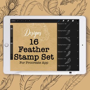 Procreate 16 Feather Stamps, Procreate Stamps, Procreate Brushes, Great for Digital Art
