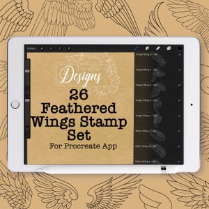 Procreate 26 tampons ailes à plumes, tampons Procreate, pinceaux procreate, parfaits pour l&#39;art numérique