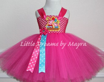 Peppa pig inspired birthday tutu dress, Peppa pig party inspired costume outfit size nb to 14years