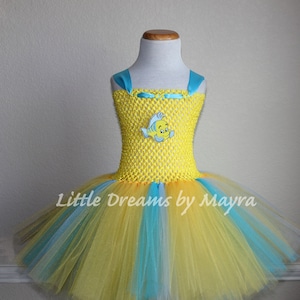 Flounder inspired tutu dress, The Little mermaid inspired birthday party outfit size nb to 12years