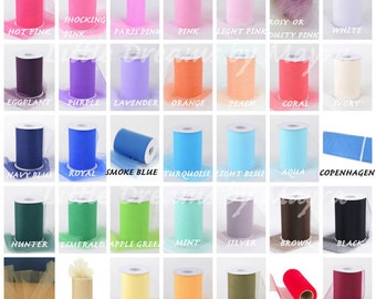 5, 10, 20, 30, 100 yards of tulle, tulle by yards available in 35 colors, 6 inches wide tulle