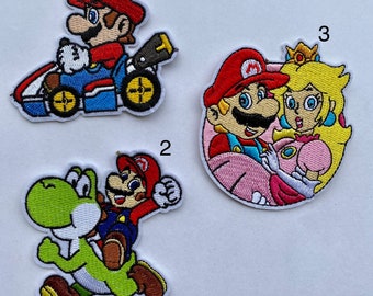 scarfs costumes. bags Hats 1up Racing Mario Kart Embroidered badge Iron on Sew on
