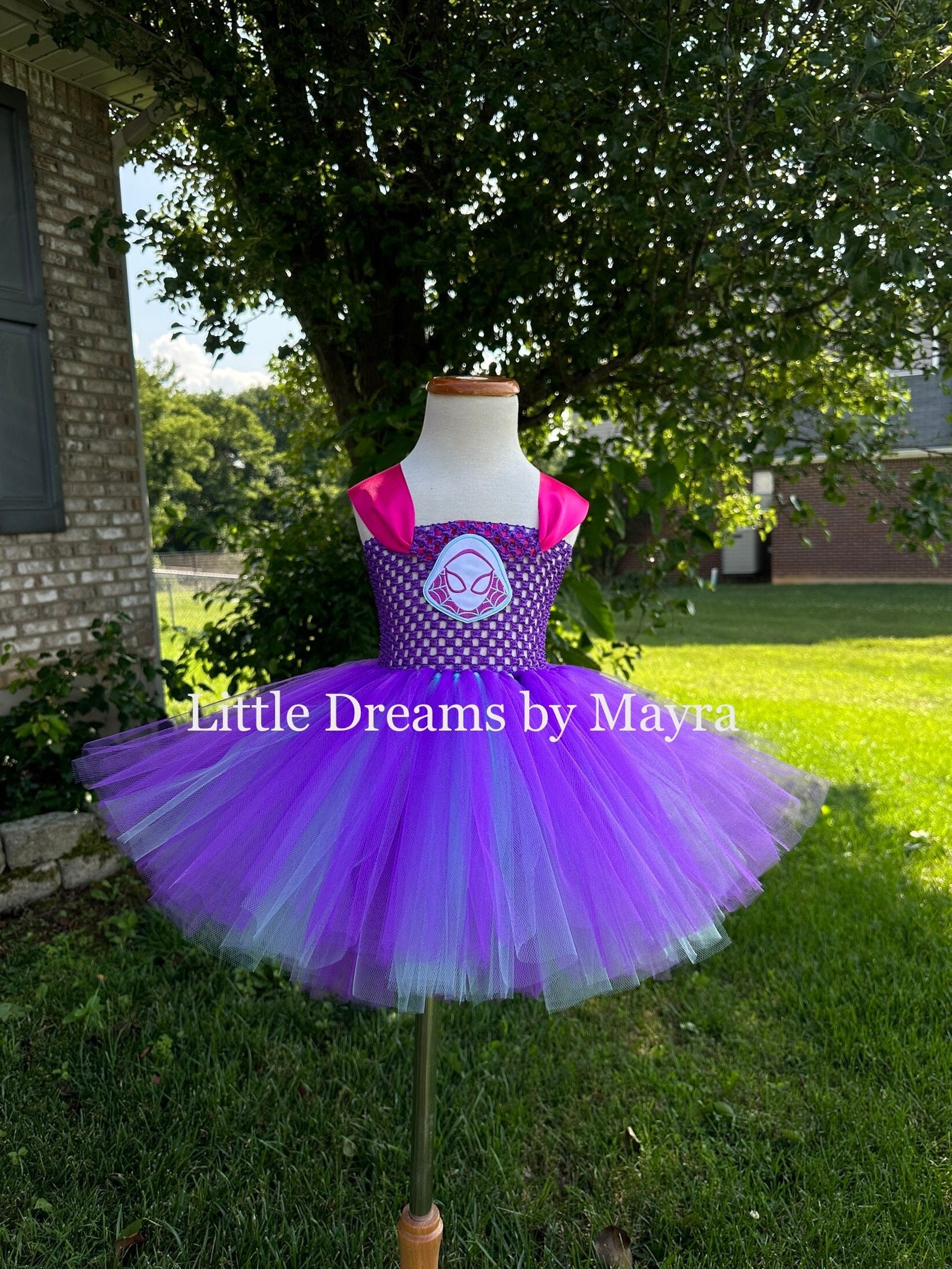Purple and blue spider inspired tutu dress, Spider Gwen inspired birthday tutu, Super hero inspired birthday party outfit size nb to 12years