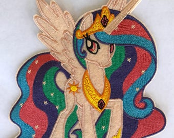 SALE Celestia iron on inspired patch, Princess Celestia iron on applique inspired patch, My little pony party embroidery patch inspired