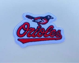 Sale red Orioles iron on inspired patch, Baltimore orioles inspired iron on embroidery patch