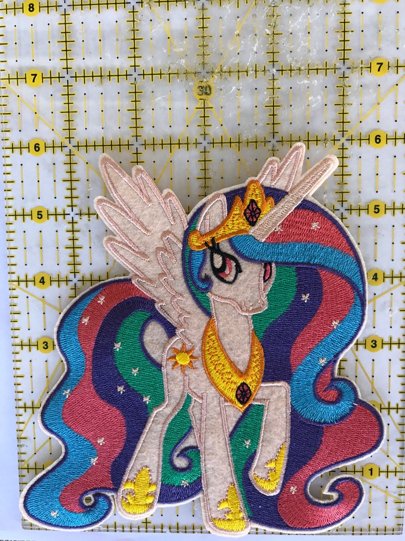 SALE Celestia iron on inspired patch, Princess Celestia iron on applique inspired patch, My little pony party embroidery patch inspired image 2