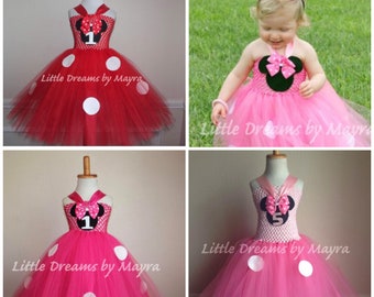 Birthday Minnie Mouse inspired tutu set you pick color and number, Minnie Mouse birthday party inspired outfit size nb to 12years