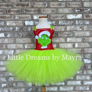 Limited edition Green and Red tutu dress, Christmas inspired tutu dress size nb to 12years
