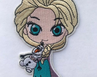 Baby Elsa inspired patch, Large Patch Queen Elsa iron on inspired, Frozen birthday party applique inspired iron on patch