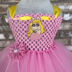 Muppets inspired birthday tutu costume, Piggy inspired birthday party dress size nb to 9years