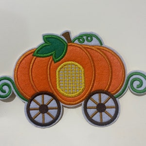 Large pumpkin patch, pumpkin carriage inspired patch, halloween patch, ghost embroidery patch