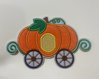 Large pumpkin patch, pumpkin carriage inspired patch, halloween patch, ghost embroidery patch